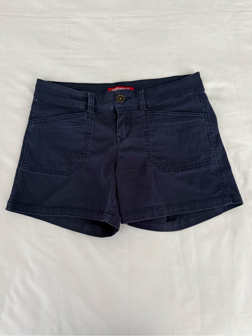 Union Bay Navy Blue Cotton Shorts Mid Rise Utility Chino Juniors Size 9